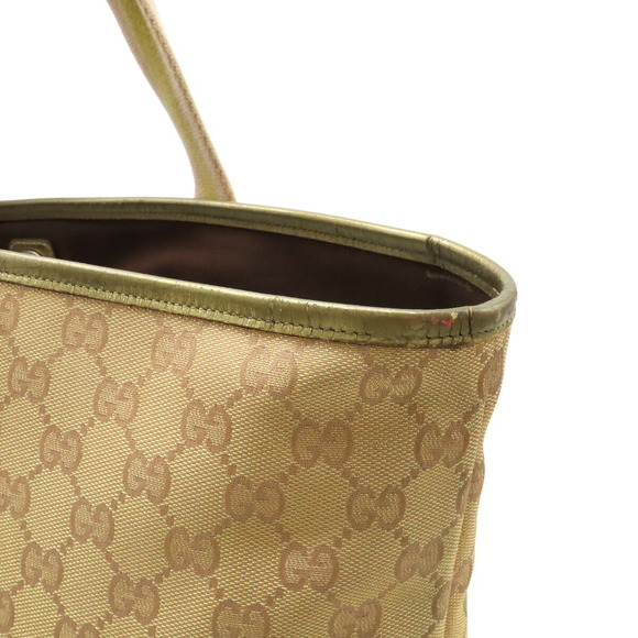 GUCCI GG Canvas Shoulder Bag Tote Metallic Leather Gold Pink - Picture 7 of 8